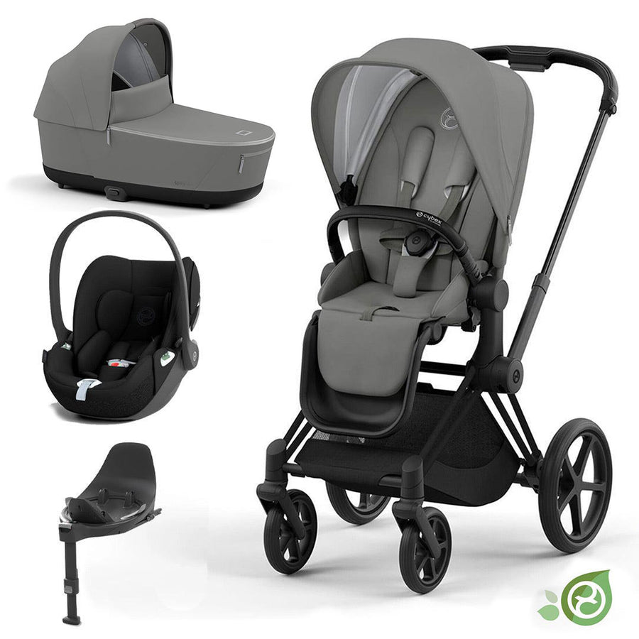 CYBEX Priam Cloud T Travel System - Pearl Grey-Travel Systems-Matt Black-Lux | Natural Baby Shower
