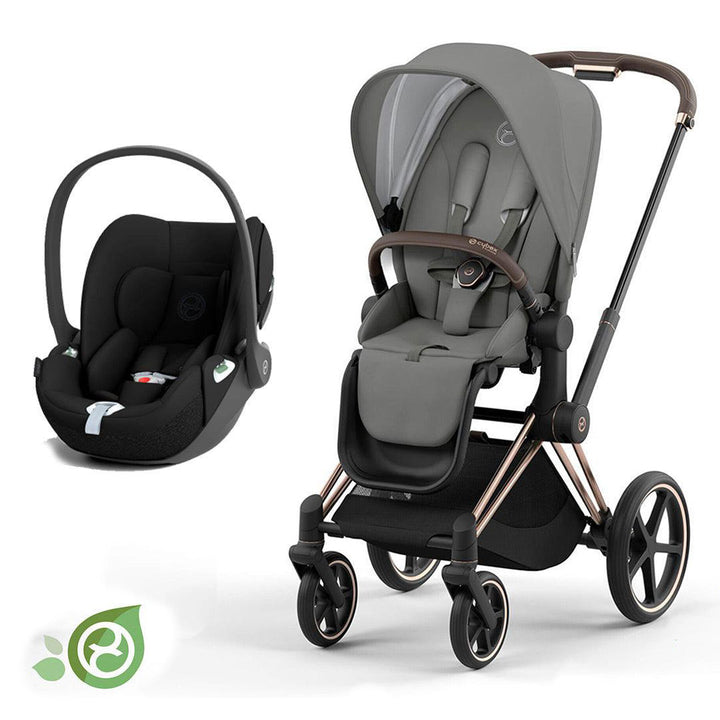 CYBEX Priam Cloud T Travel System - Pearl Grey-Travel Systems-Rose Gold-None | Natural Baby Shower