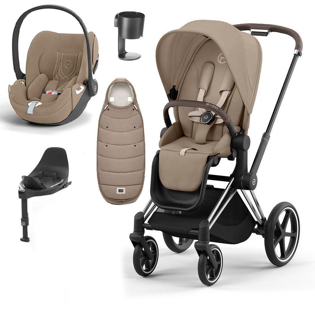 CYBEX Priam Cloud T Ultimate Travel System - Cozy Beige-Travel Systems-Chrome Brown-None | Natural Baby Shower