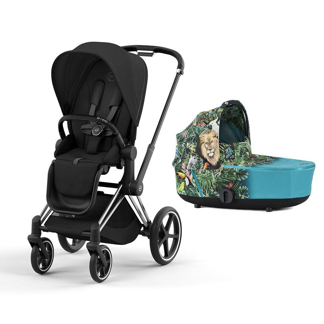 CYBEX Priam Pushchair & Carrycot Bundle - Black/DJ Khaled-Stroller Bundles-Chrome Black- | Natural Baby Shower
