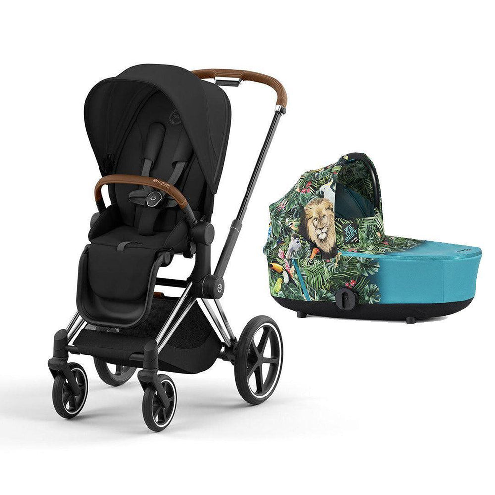 CYBEX Priam Pushchair & Carrycot Bundle - Black/DJ Khaled-Stroller Bundles-Chrome Brown- | Natural Baby Shower