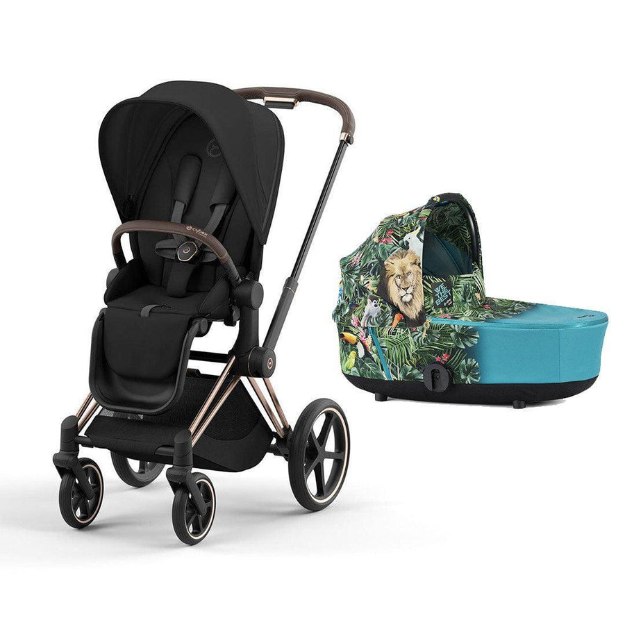 CYBEX Priam Pushchair & Carrycot Bundle - Black/DJ Khaled-Stroller Bundles-Rose Gold- | Natural Baby Shower
