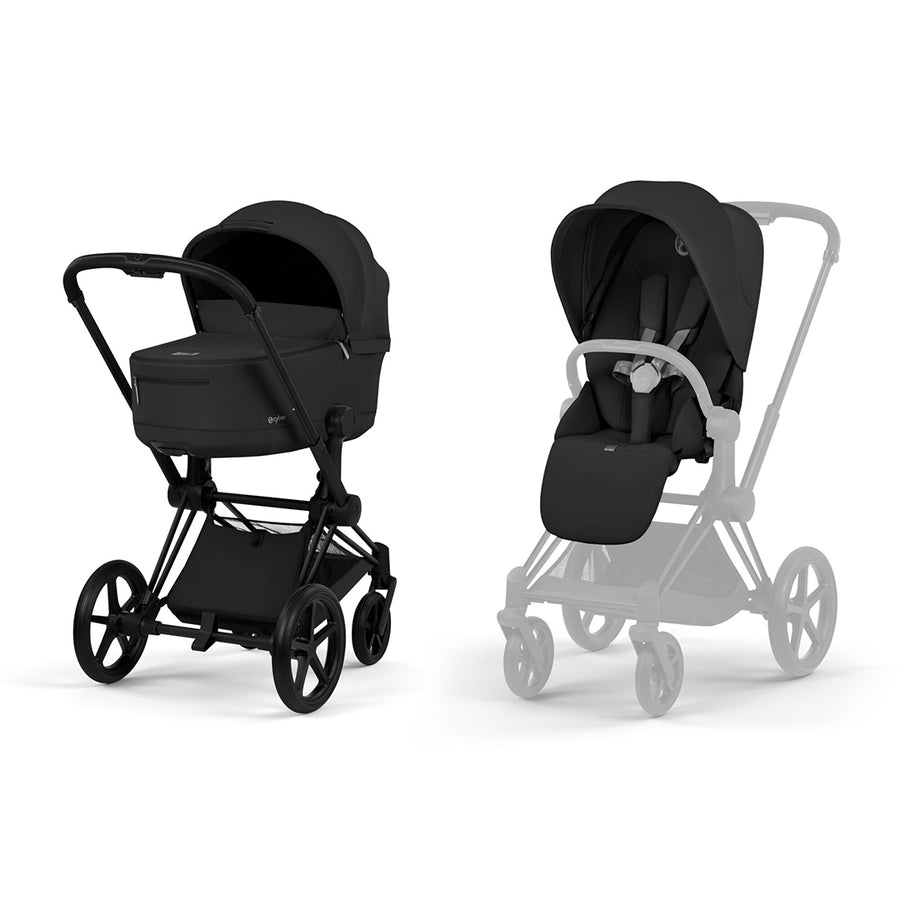 CYBEX Priam Comfort Pushchair & Foldable Carrycot - Sepia Black/Black-Strollers-Sepia Black/Black- | Natural Baby Shower