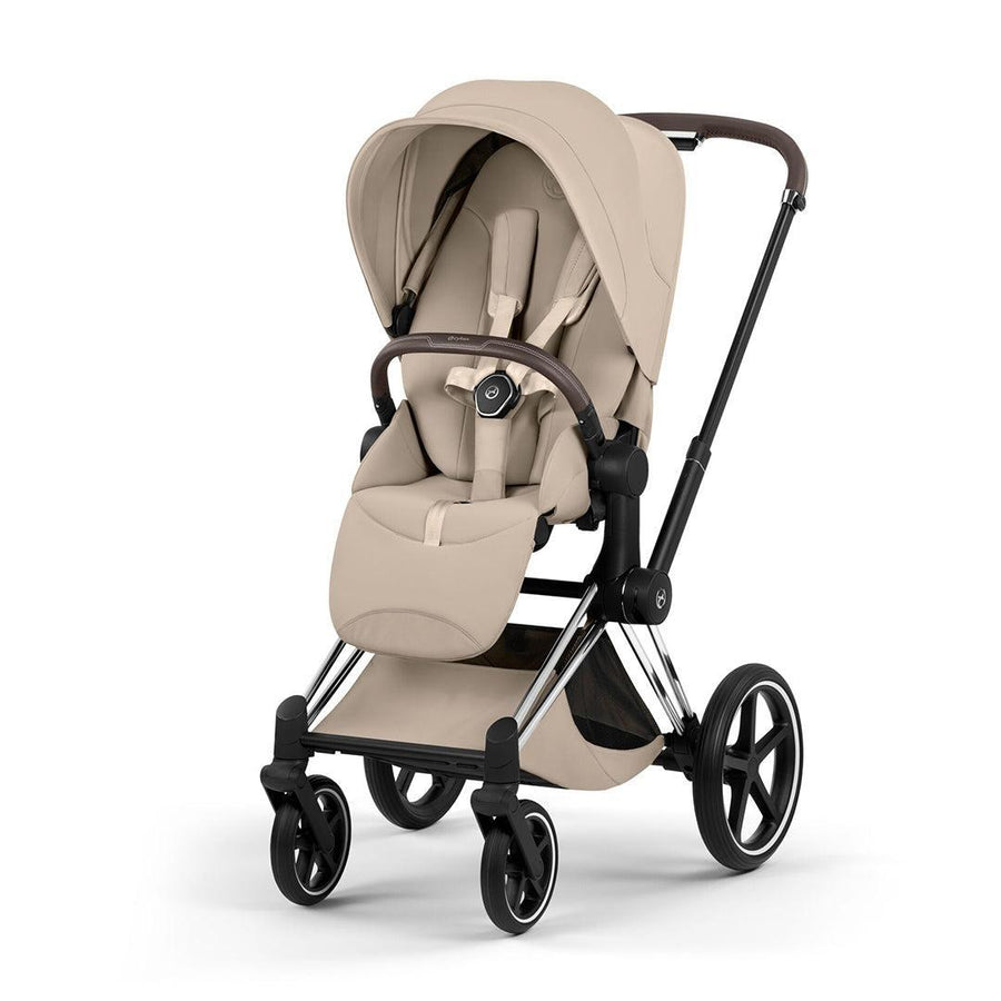CYBEX Priam Style Single Pushchair-Strollers-Cozy Beige-Chrome Brown | Natural Baby Shower