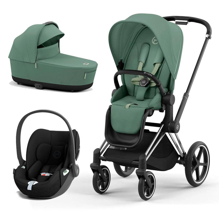 CYBEX Priam Cloud T Travel System - Leaf Green-Travel Systems-Chrome Black-Lux | Natural Baby Shower