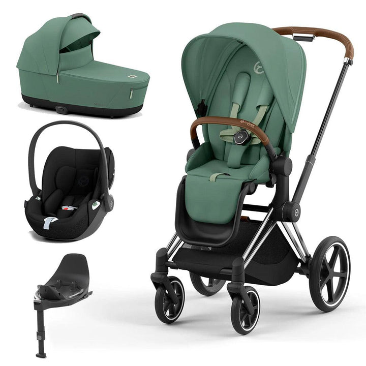 CYBEX Priam Cloud T Travel System - Leaf Green-Travel Systems-Chrome Brown-Lux | Natural Baby Shower