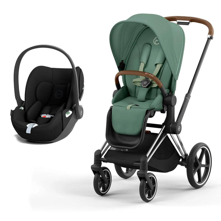 CYBEX Priam Cloud T Travel System - Leaf Green-Travel Systems-Chrome Brown-None | Natural Baby Shower