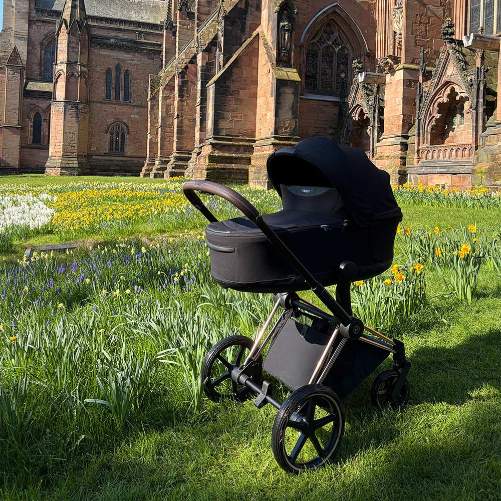 Cybex Priam Ultimate Bundle - Style Collection-Travel Systems-Sepia Black-Chrome Brown | Natural Baby Shower