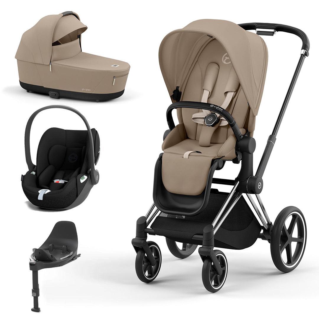 CYBEX Priam Cloud T Travel System - Cozy Beige-Travel Systems-Chrome Black-Lux | Natural Baby Shower
