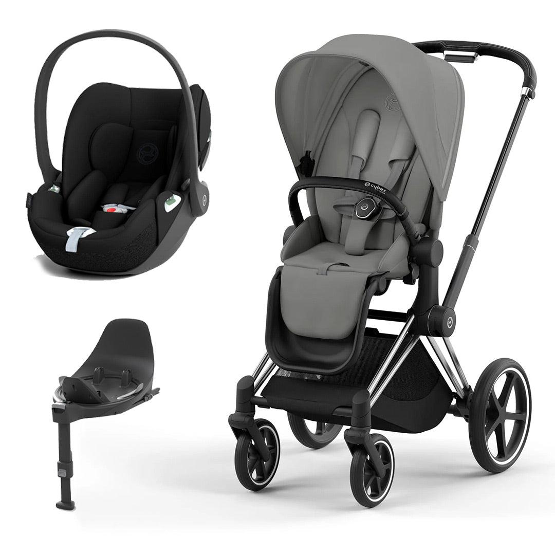 CYBEX Priam Cloud T Travel System - Mirage Grey-Travel Systems-Chrome Black-None | Natural Baby Shower