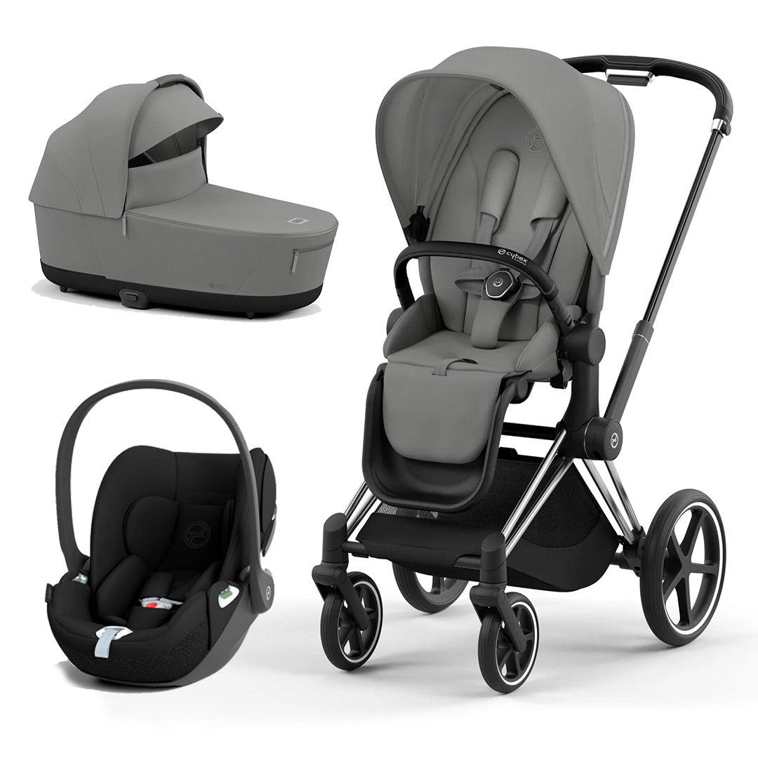 CYBEX Priam Cloud T Travel System - Mirage Grey-Travel Systems-Chrome Black-Lux | Natural Baby Shower