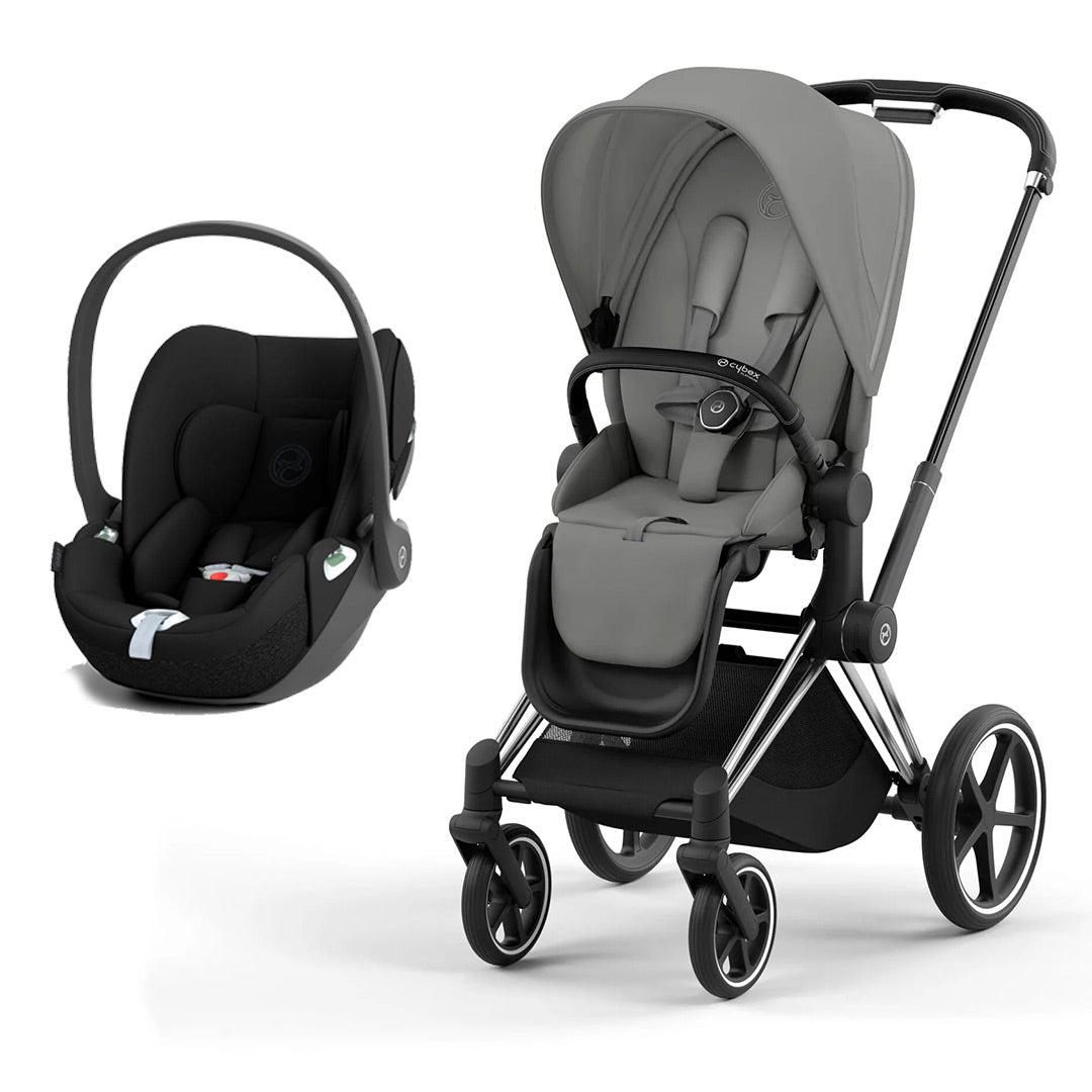 CYBEX Priam Cloud T Travel System - Mirage Grey-Travel Systems-Chrome Black-None | Natural Baby Shower