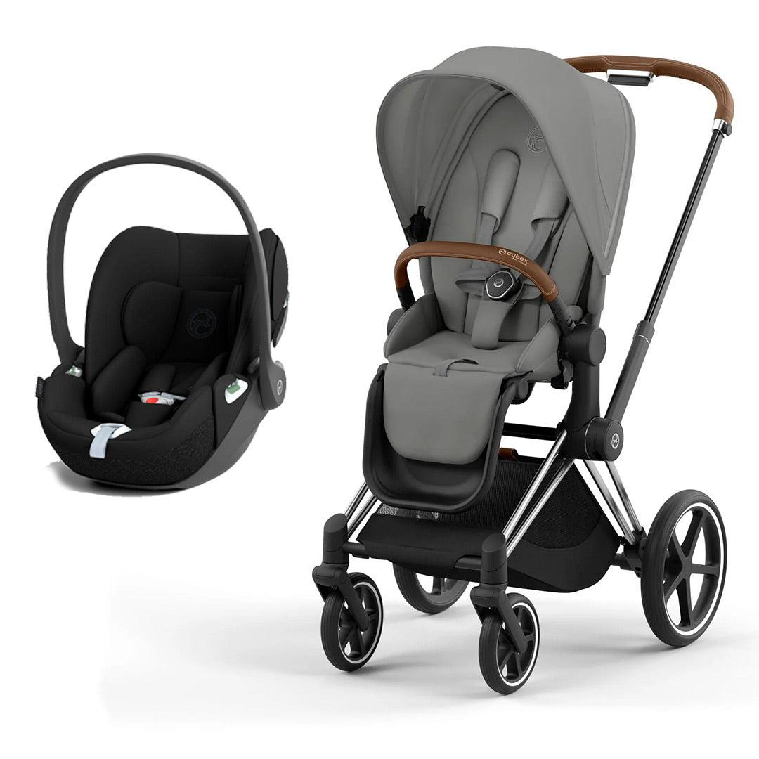 CYBEX Priam Cloud T Travel System - Mirage Grey-Travel Systems-Chrome Brown-None | Natural Baby Shower