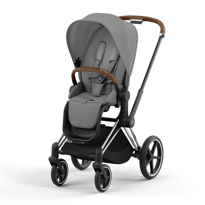 CYBEX Priam Pushchair - Mirage Grey-Strollers-Mirage Grey/Chrome & Brown-No Carrycot | Natural Baby Shower