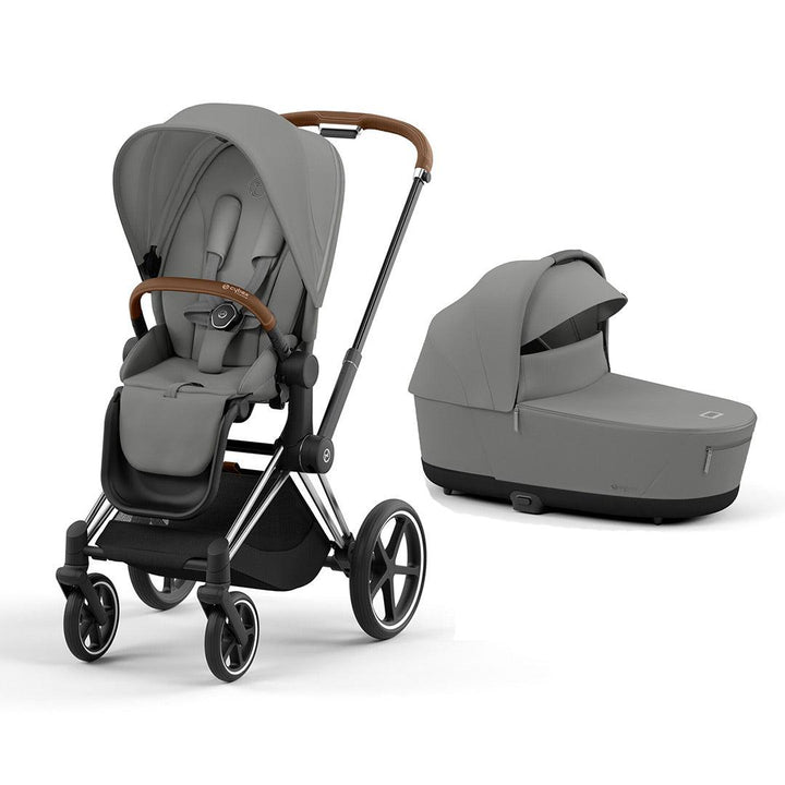 CYBEX Priam Pushchair - Mirage Grey-Strollers-Mirage Grey/Chrome & Brown-Lux Carrycot | Natural Baby Shower
