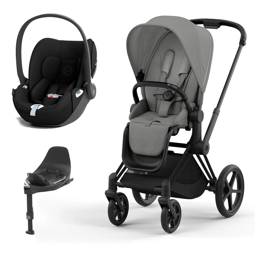 CYBEX Priam Cloud T Travel System - Mirage Grey-Travel Systems-Matt Black-None | Natural Baby Shower