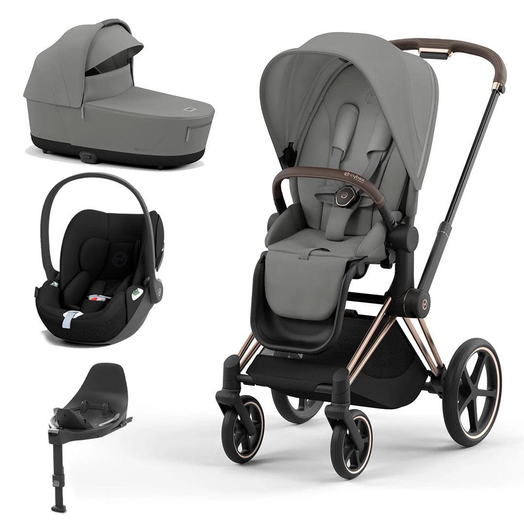 CYBEX Priam Cloud T Travel System - Mirage Grey-Travel Systems-Rose Gold-Lux | Natural Baby Shower