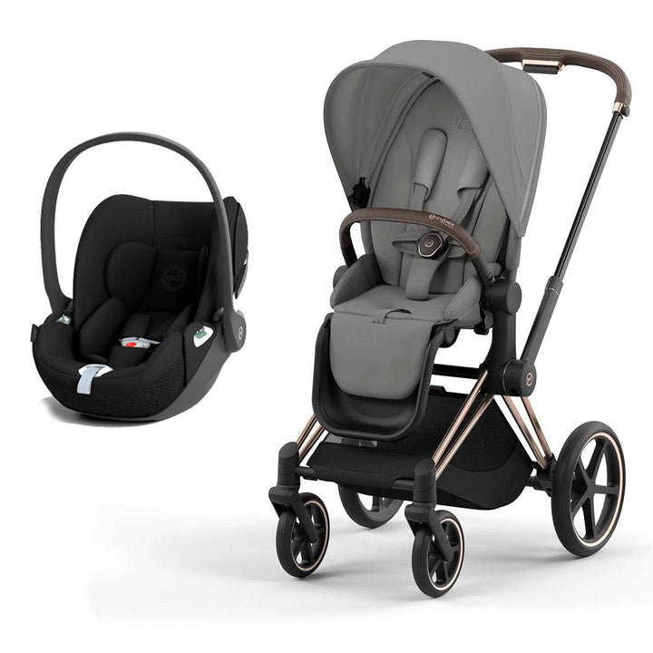 CYBEX Priam Cloud T Travel System - Mirage Grey-Travel Systems-Rose Gold-None | Natural Baby Shower