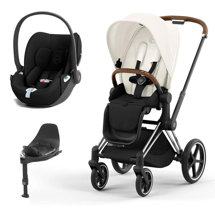 CYBEX Priam Cloud T Travel System - Off White-Travel Systems-Chrome Brown-None | Natural Baby Shower