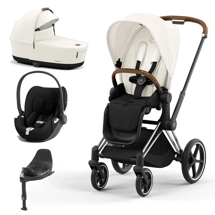 CYBEX Priam Cloud T Travel System - Off White-Travel Systems-Chrome Brown-Lux | Natural Baby Shower