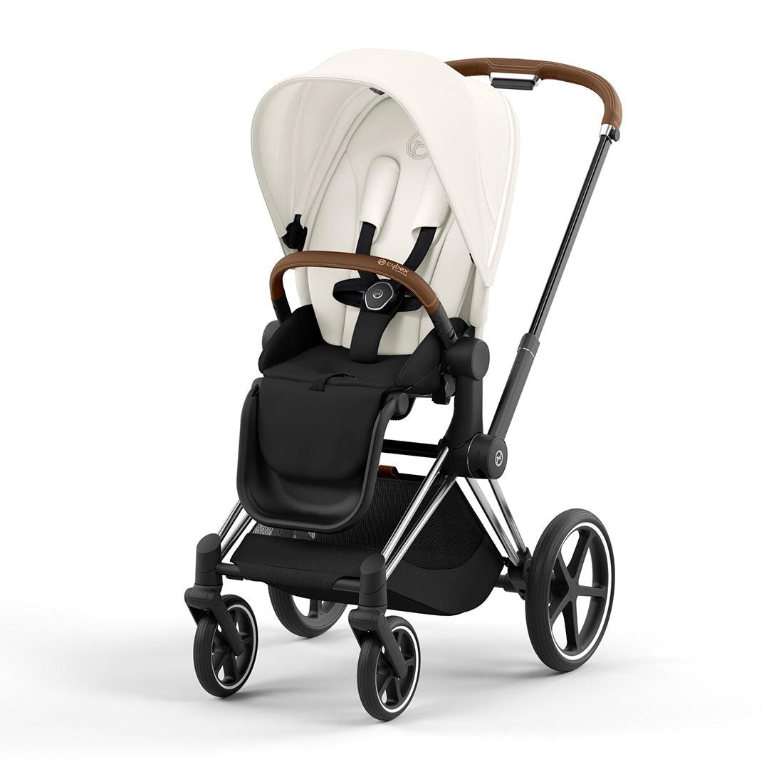 CYBEX Priam Pushchair - Off White-Strollers-Off White/Chrome & Brown-No Carrycot | Natural Baby Shower
