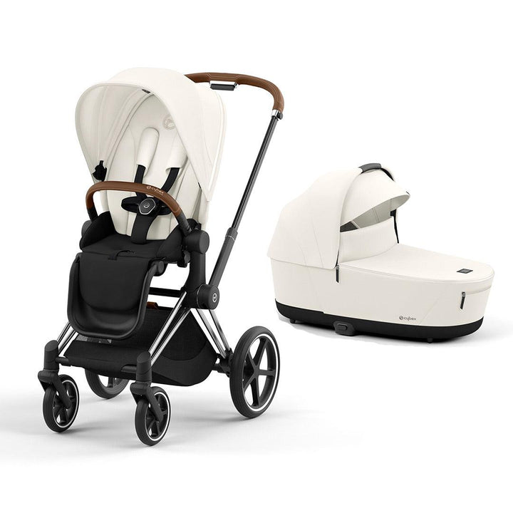 CYBEX Priam Pushchair - Off White-Strollers-Off White/Chrome & Brown-Lux Carrycot | Natural Baby Shower