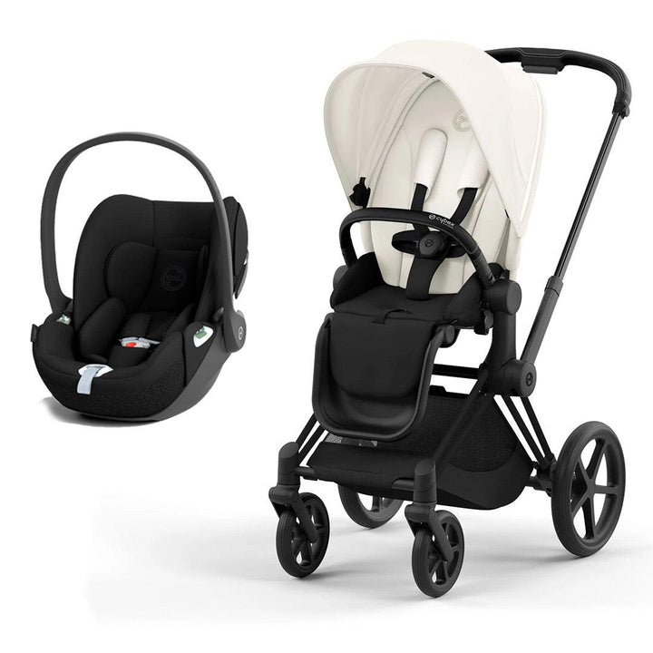 CYBEX Priam Cloud T Travel System - Off White-Travel Systems-Matt Black-None | Natural Baby Shower