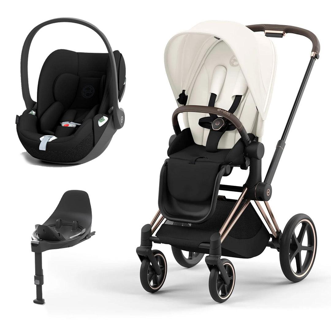 CYBEX Priam Cloud T Travel System - Off White-Travel Systems-Rose Gold-None | Natural Baby Shower