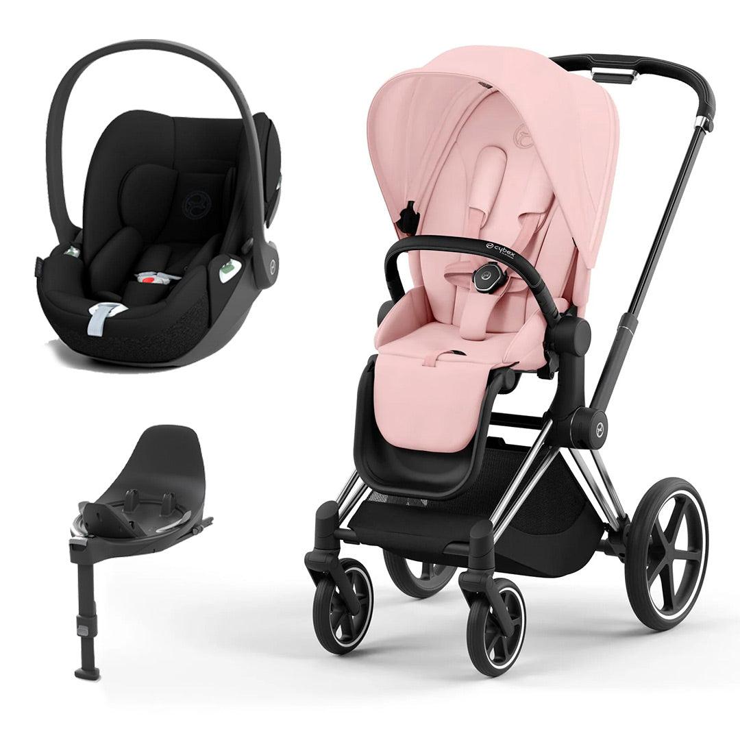 CYBEX Priam Cloud T Travel System - Peach Pink-Travel Systems-Chrome Black-None | Natural Baby Shower