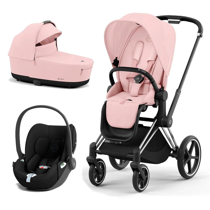 CYBEX Priam Cloud T Travel System - Peach Pink-Travel Systems-Chrome Black-Lux | Natural Baby Shower