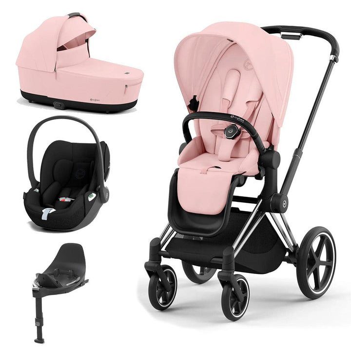 CYBEX Priam Cloud T Travel System - Peach Pink-Travel Systems-Chrome Black-Lux | Natural Baby Shower