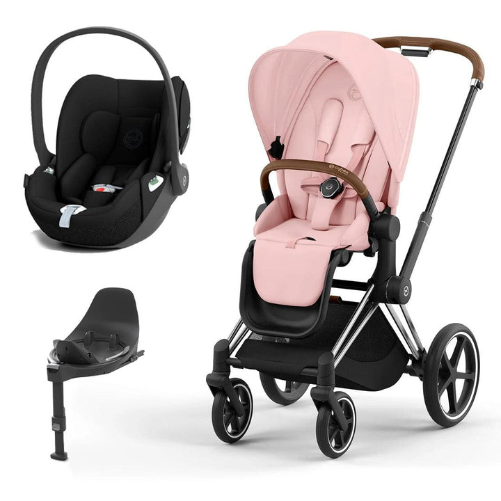 CYBEX Priam Cloud T Travel System - Peach Pink-Travel Systems-Chrome Brown-None | Natural Baby Shower