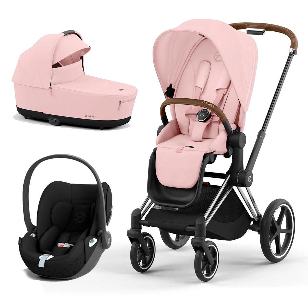 CYBEX Priam Cloud T Travel System - Peach Pink-Travel Systems-Chrome Brown-Lux | Natural Baby Shower