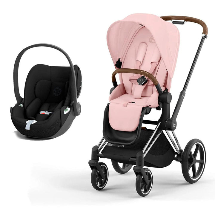 CYBEX Priam Cloud T Travel System - Peach Pink-Travel Systems-Chrome Brown-None | Natural Baby Shower