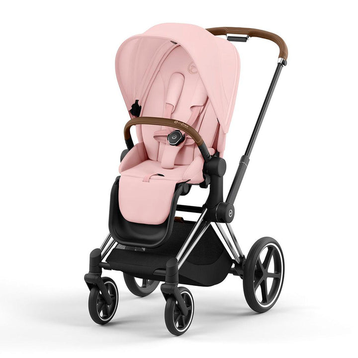 CYBEX Priam Pushchair - Peach Pink-Strollers-Peach Pink/Chrome & Brown-No Carrycot | Natural Baby Shower