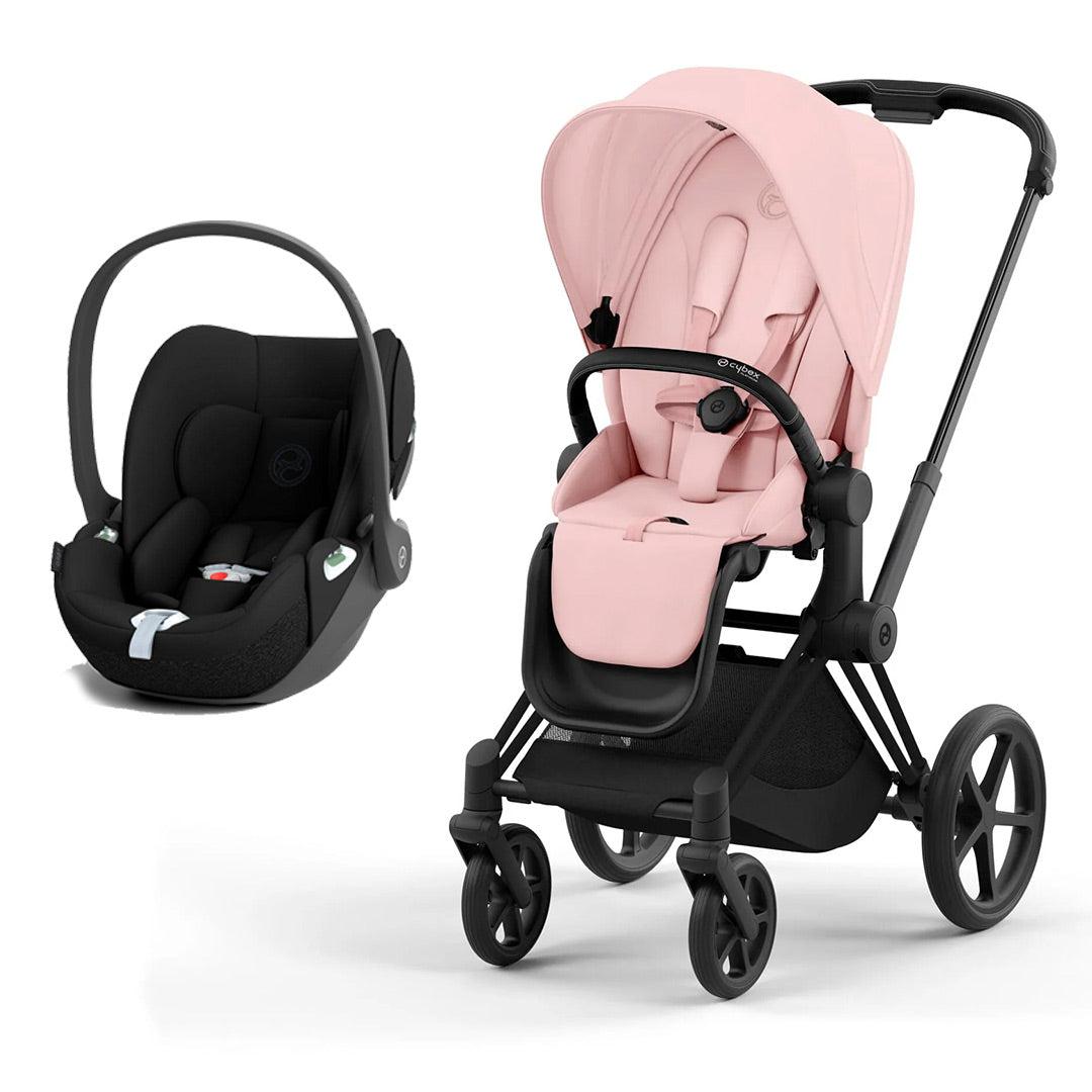 CYBEX Priam Cloud T Travel System - Peach Pink-Travel Systems-Matt Black-None | Natural Baby Shower