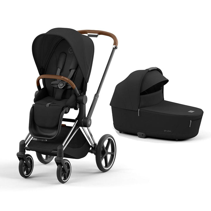 CYBEX Priam Pushchair - Sepia Black-Strollers-Sepia Black/Chrome & Brown-Lux Carrycot | Natural Baby Shower