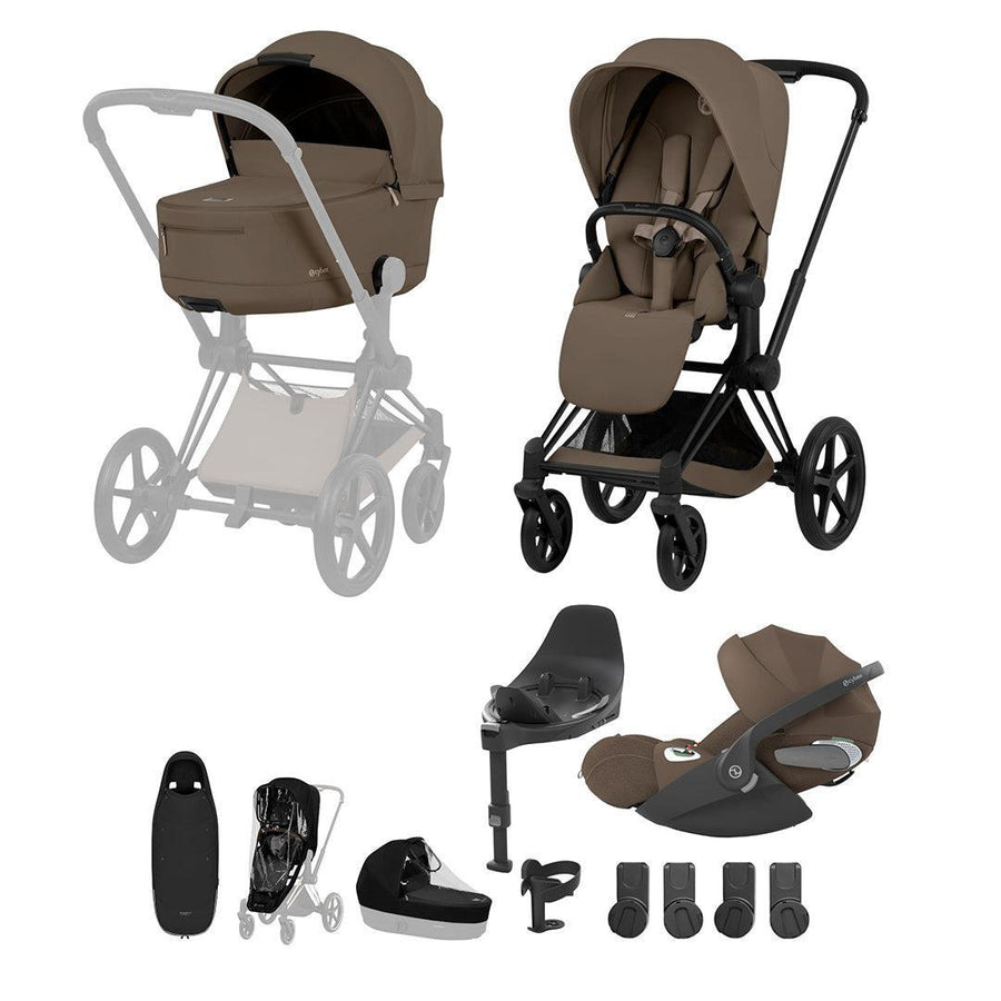 CYBEX PRIAM Fold Cot Ultimate Travel System Bundle - Comfort-Travel Systems-Coconut Brown- | Natural Baby Shower