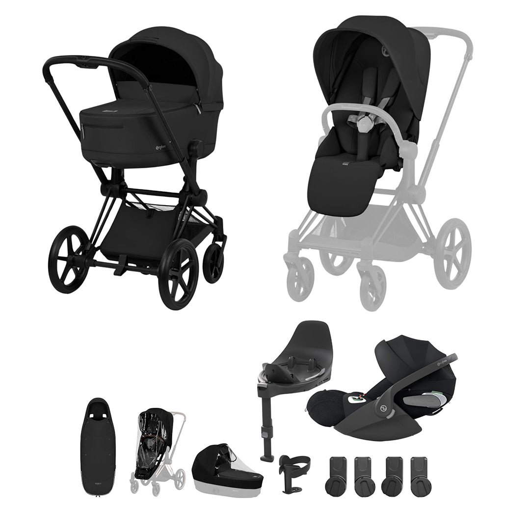 Cybex Priam Ultimate Accessory Bundle - Comfort Collection-Travel Systems-Sepia Black-With Base | Natural Baby Shower