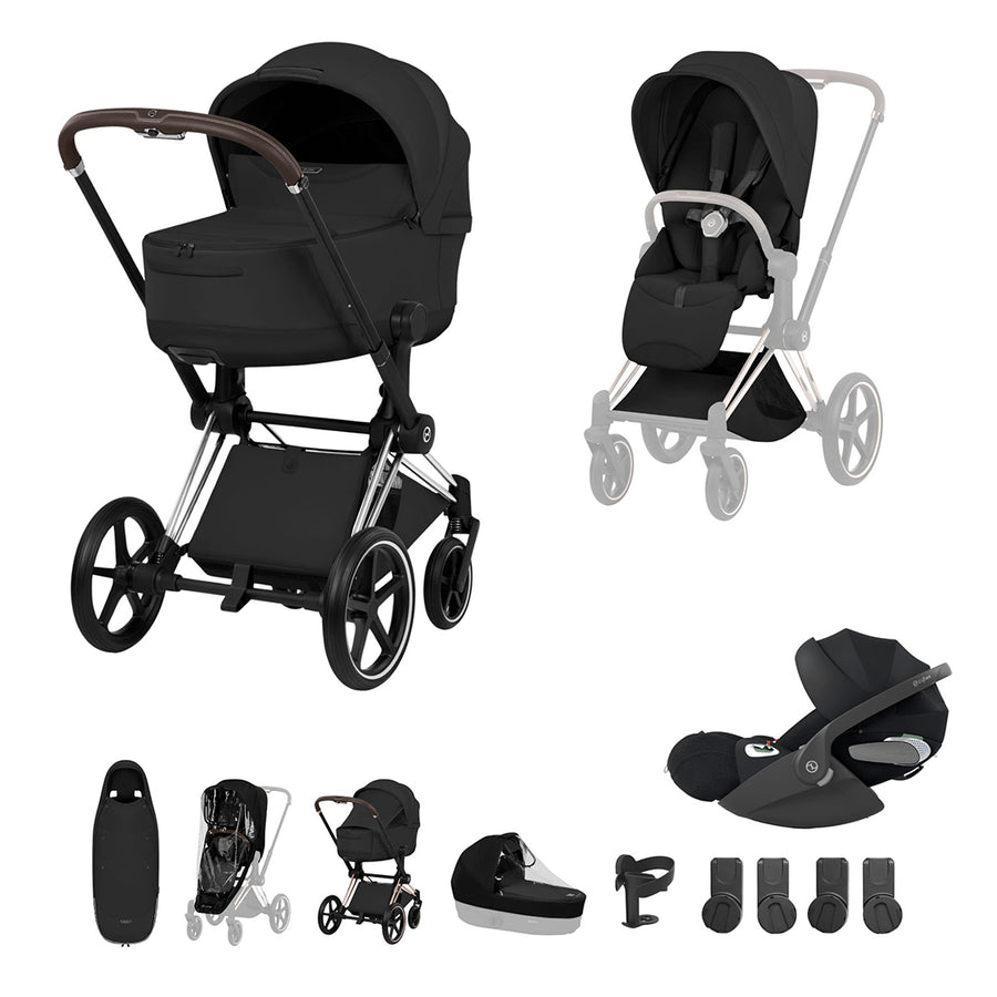 Cybex Priam Ultimate Accessory Bundle - Style Collection-Travel Systems-Sepia Black-Chrome Brown | Natural Baby Shower