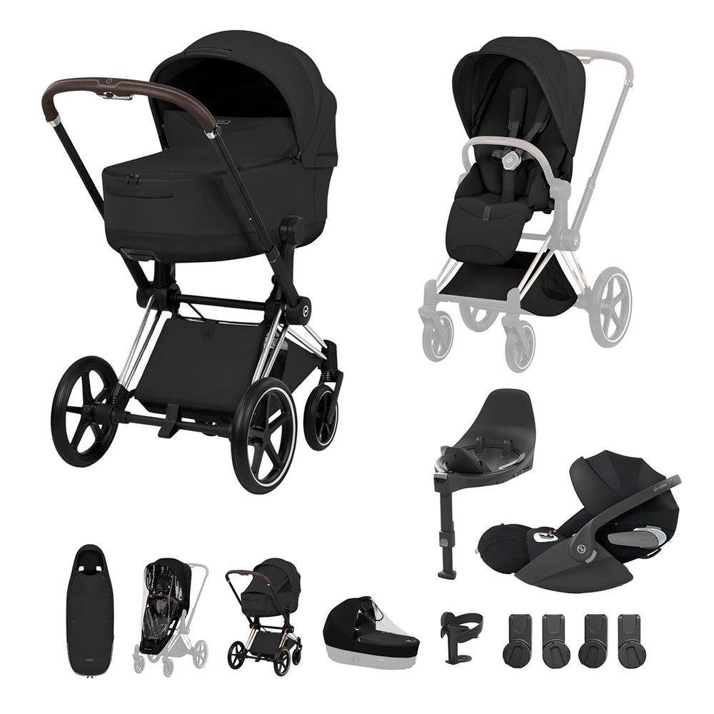 Cybex Priam Ultimate Accessory Bundle - Style Collection-Travel Systems-Sepia Black-Chrome Brown | Natural Baby Shower