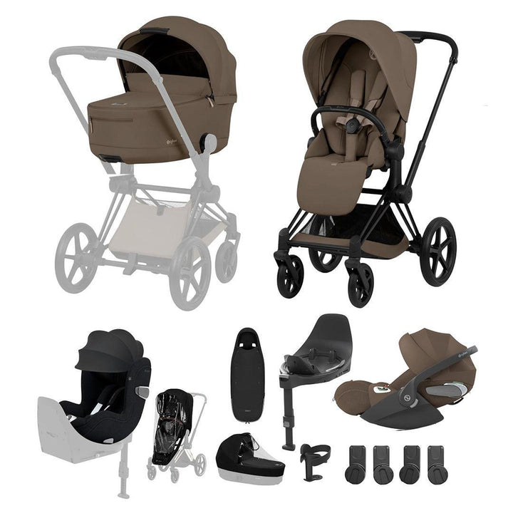 CYBEX PRIAM Fold Cot Newborn to Toddler Travel System Bundle - Comfort-Travel Systems-Coconut Brown- | Natural Baby Shower