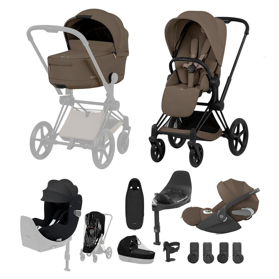 CYBEX PRIAM Fold Cot Newborn to Toddler Travel System Bundle - Comfort-Travel Systems-Coconut Brown- | Natural Baby Shower