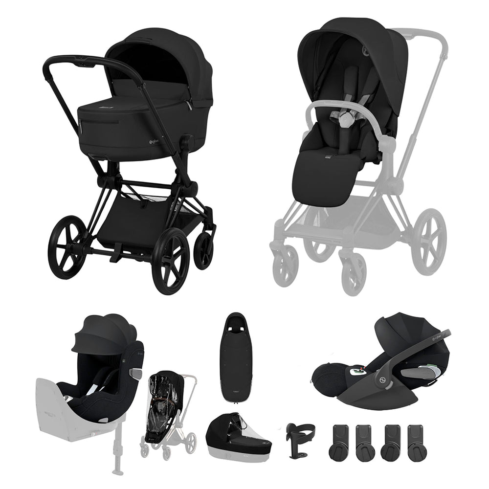 Cybex Priam Ultimate Birth & Beyond Bundle - Comfort Collection-Travel Systems-Sepia Black-Without Base | Natural Baby Shower