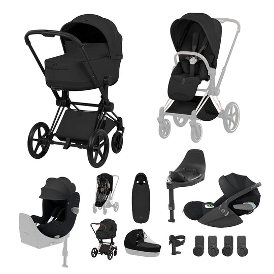 Cybex Priam Ultimate Birth & Beyond Bundle - Style Collection-Travel Systems-Sepia Black-Matt Black | Natural Baby Shower