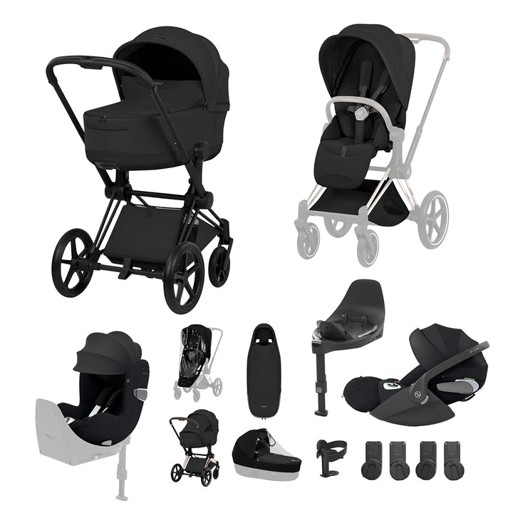 Cybex Priam Ultimate Birth & Beyond Bundle - Style Collection-Travel Systems-Sepia Black-Matt Black | Natural Baby Shower