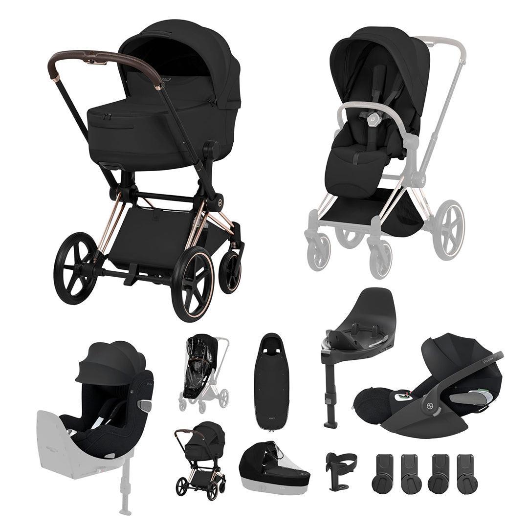 cybex priam rose gold black CYBEX PRIAM Fold Cot Newborn to Toddler Travel System Bundle