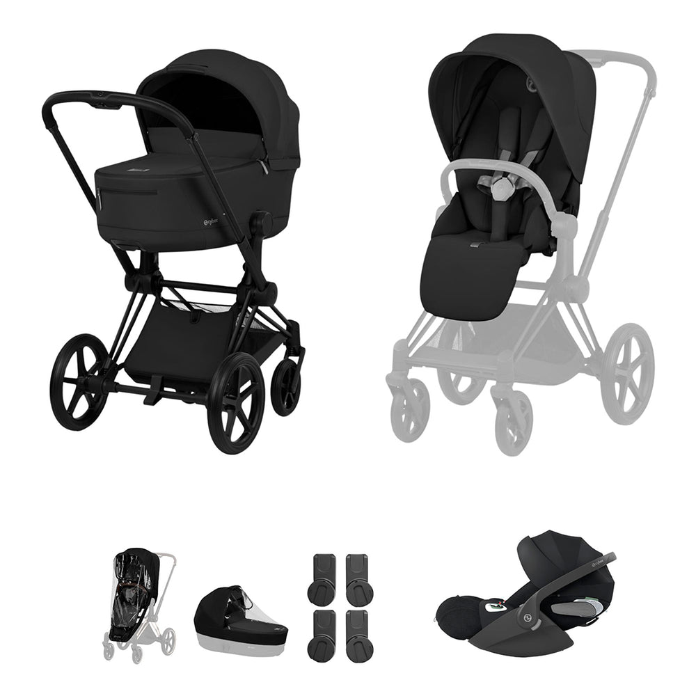 Cybex Priam Ultimate Bundle - Comfort Collection-Travel Systems-Sepia Black-Without Base | Natural Baby Shower