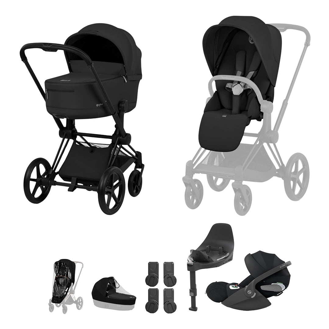Cybex Priam Ultimate Bundle - Comfort Collection-Travel Systems-Sepia Black-With Base | Natural Baby Shower