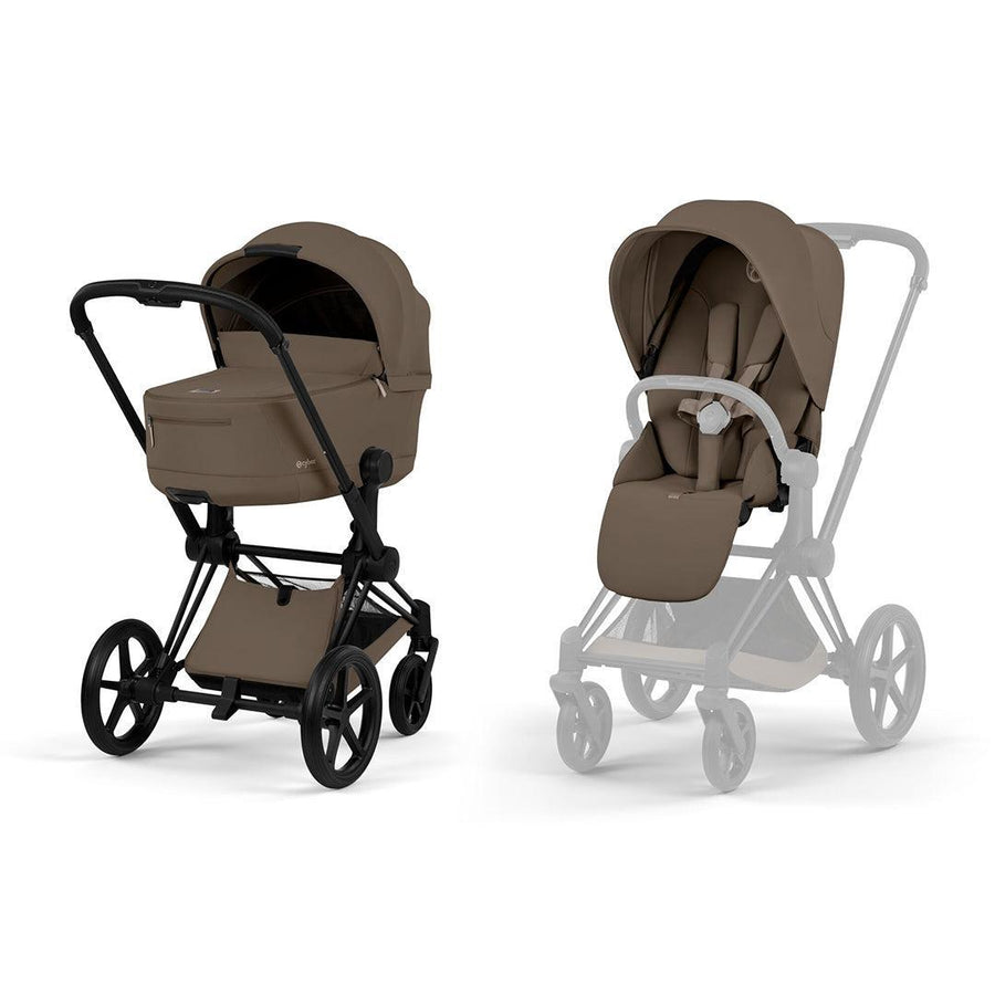 CYBEX Priam Pushchair & Fold Cot - Comfort - Coconut Brown/Black-Strollers- | Natural Baby Shower